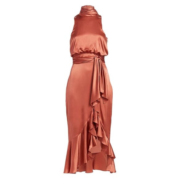 Cinq à Sept Winona Silk Dress Size 8 Bow Ruffled Hem - Picture 9 of 12